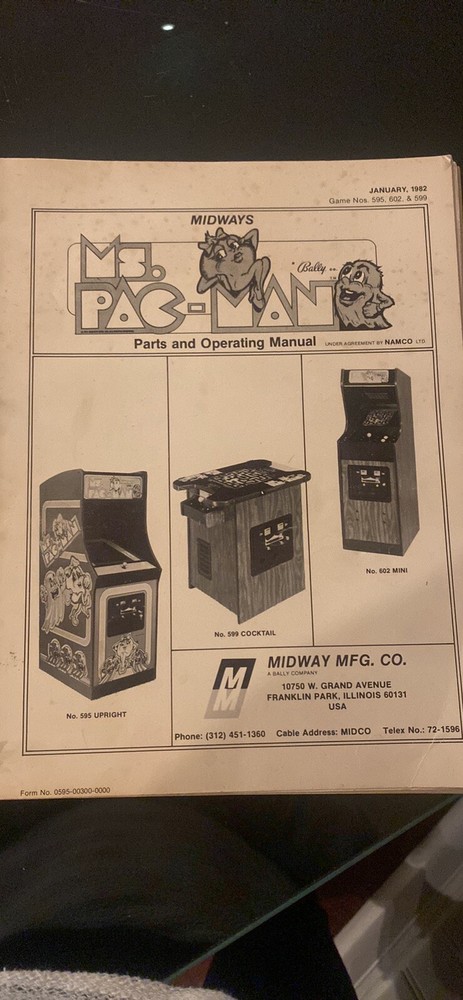 Vintage MS PAC-MAN ARCADE MACHINE COCKTAIL TABLE -original