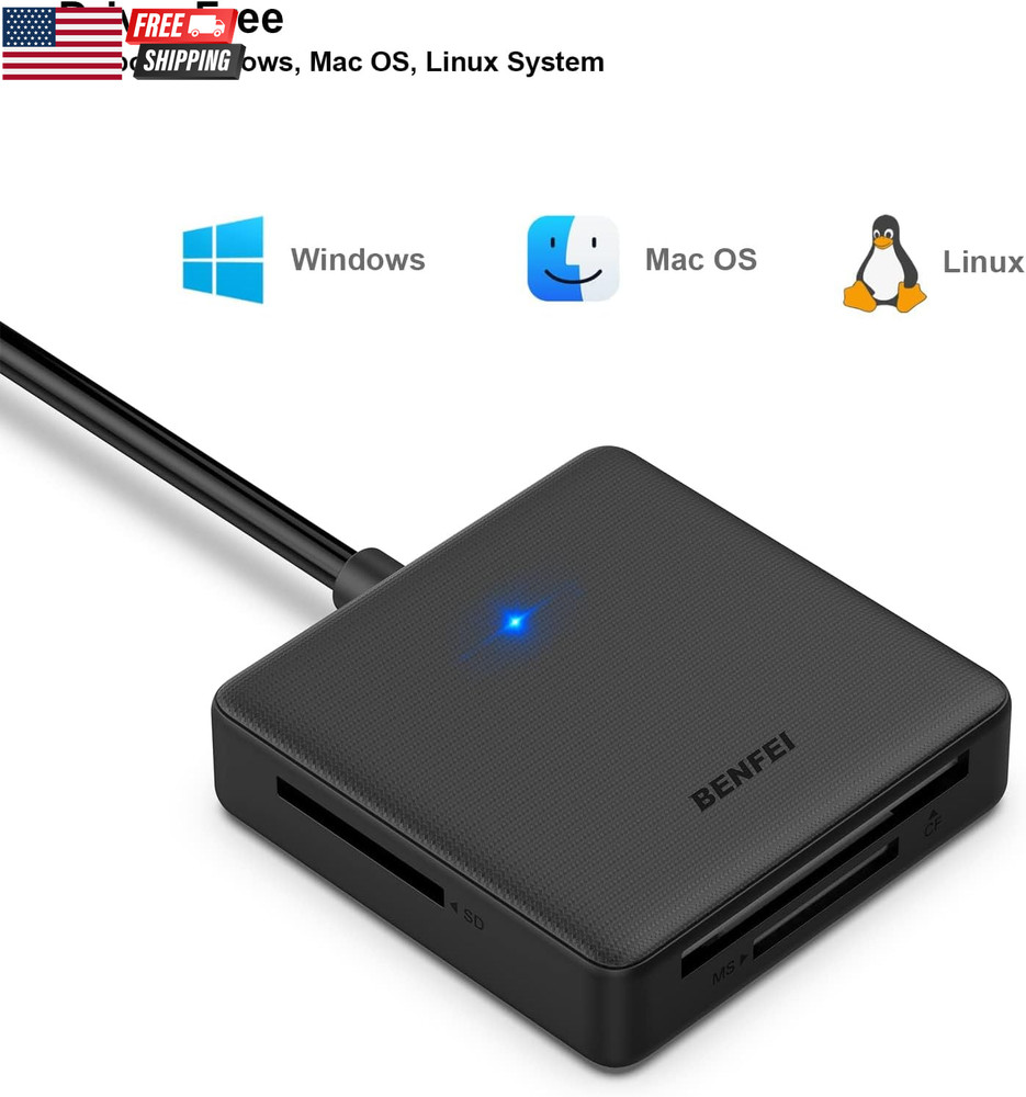 Memory Card Reader, 4In1 USB 3.0 and USB-C to SD Micro SD MS CF Card Reader Ada