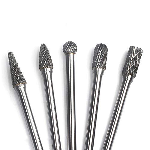 Carbide Burrs Set - 5pcs diameter Extended Long Double Cut Solid Carbide