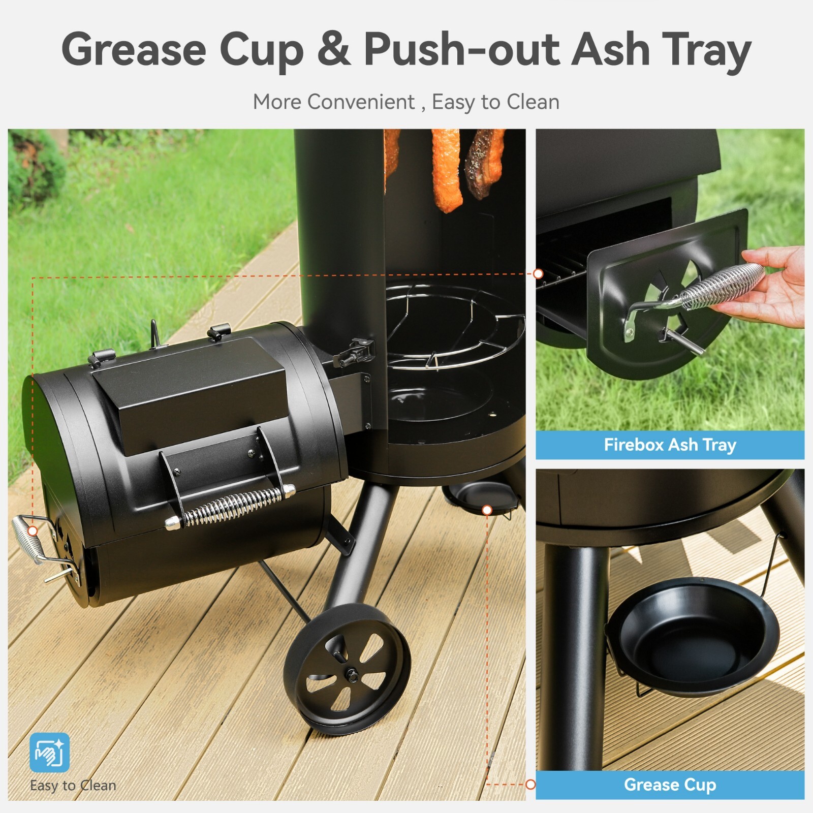 Outdoor BBQ Gill Vertical Offset Charcoal Smoker & Grill Extra Large Heavy-Duty