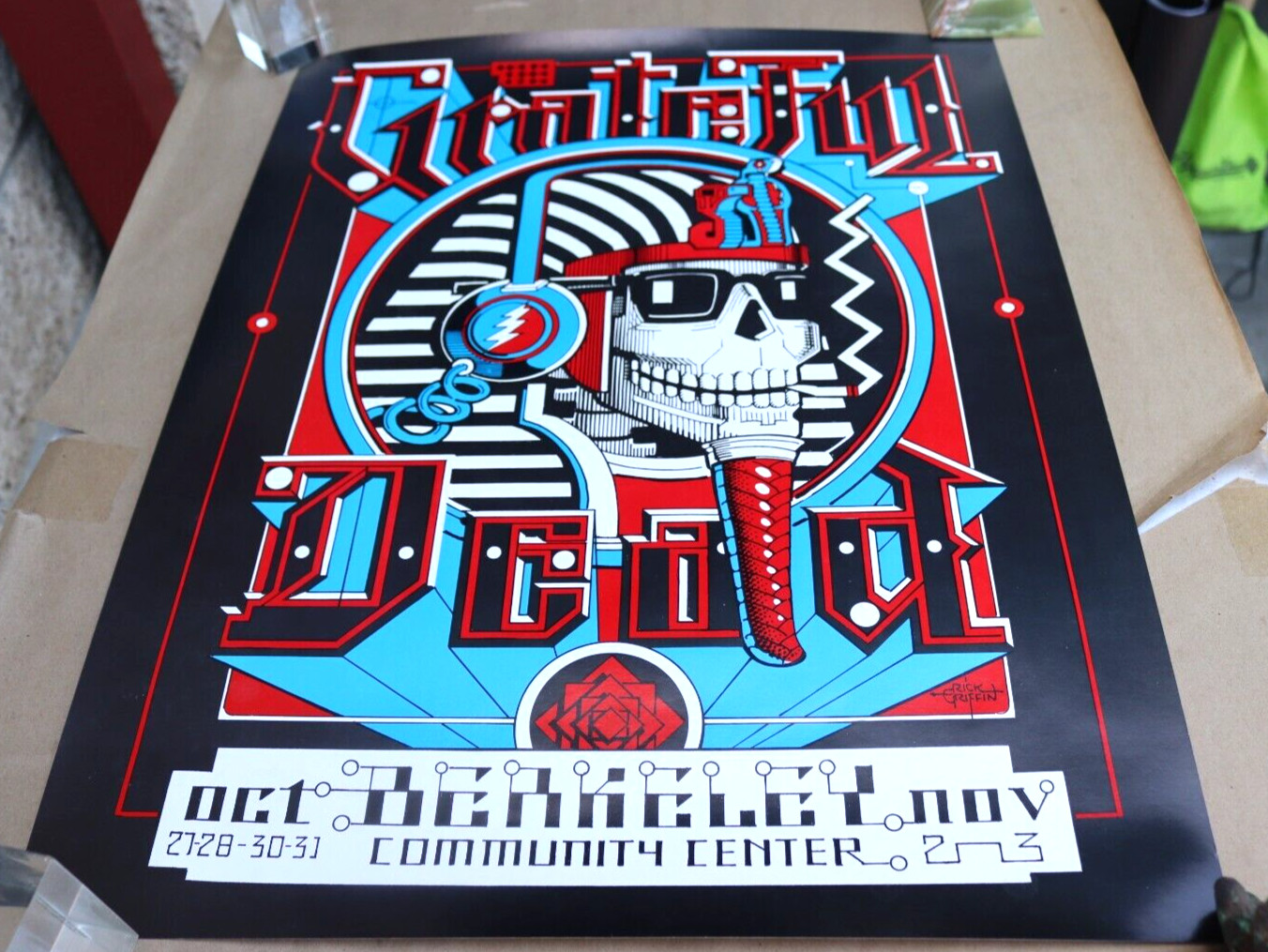 1984 RICK GRIFFIN GRATEFUL DEAD BERKELEY CONCERT POSTER PHARAOH 18X23" RARE