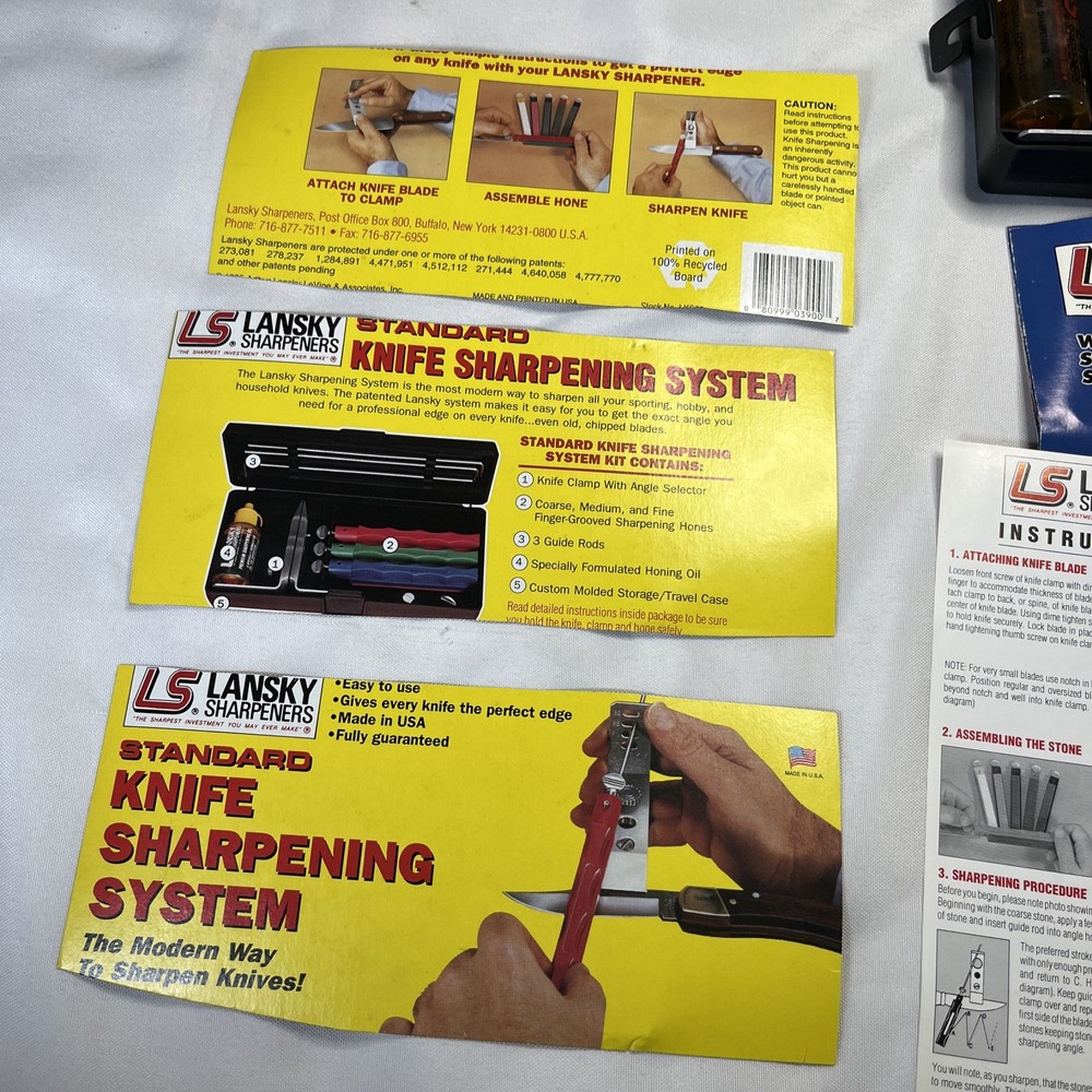 Lansky 3-Stone Knife Sharpening System Complete Starter Kit Vtg Angle Control