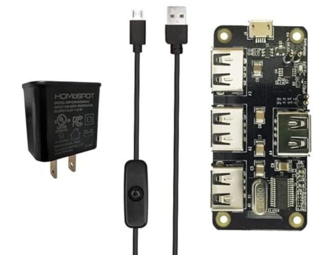 4-Port Stackable USB Hub HAT for Raspberry Pi Zero W V1.3 & Pi Zero W /2W with