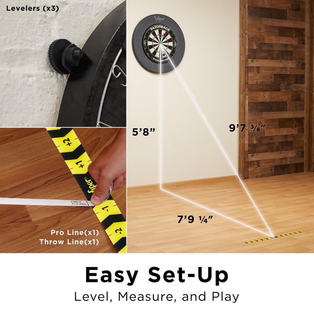 Viper Razorback Sisal Dartboard Set: Darts, Throw Line, Wall Protector