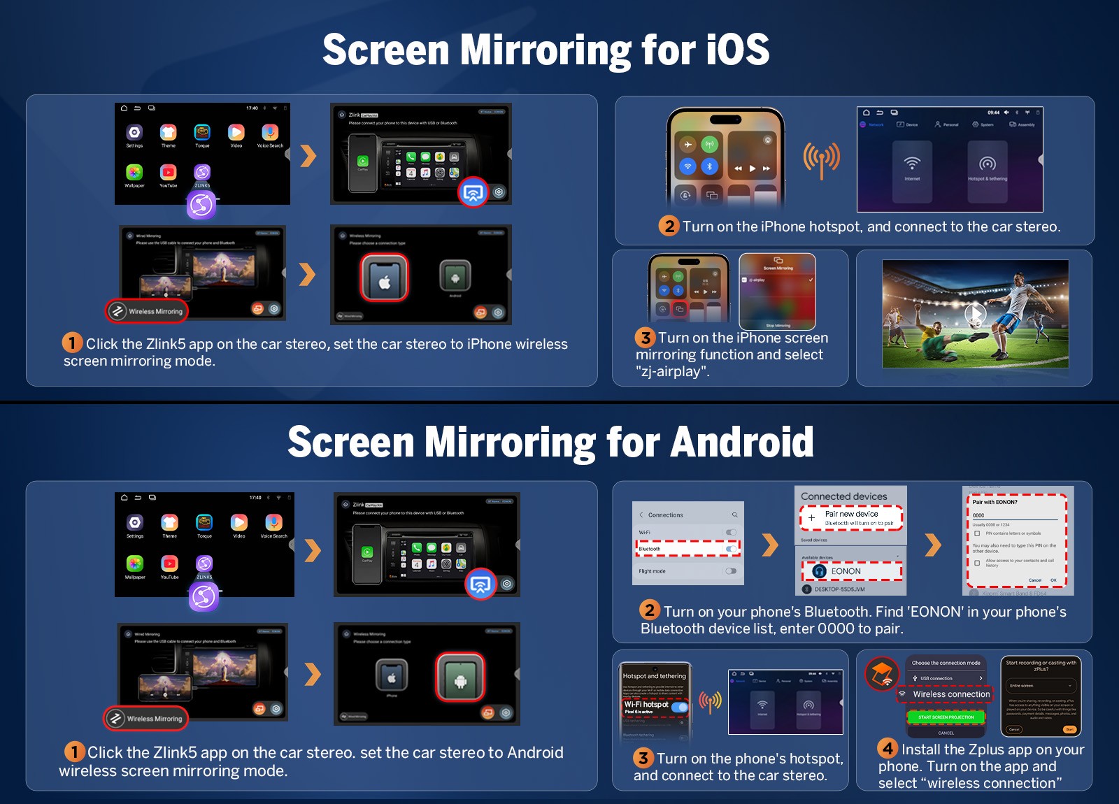 Eonon UX7A GPS Navigation 7" Android 14 4+64 Double DIN Car Stereo CarPlay Radio