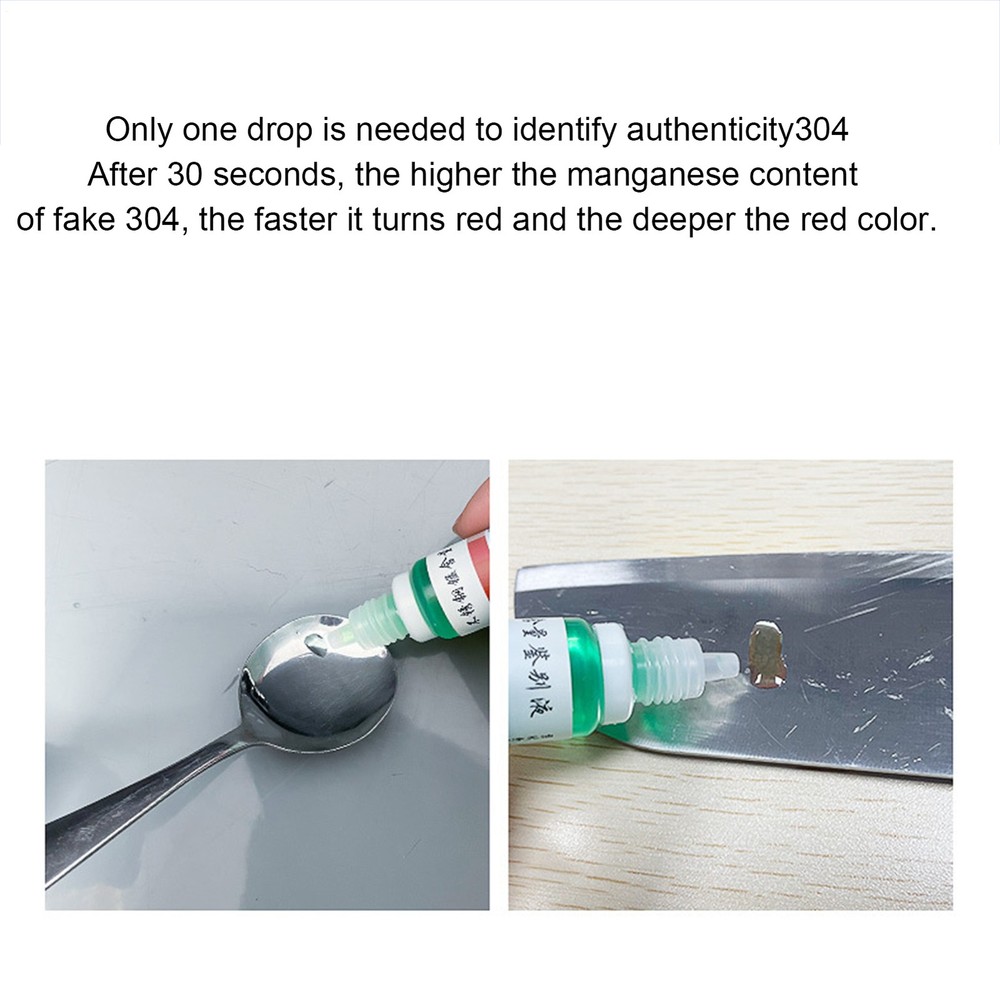 304 Stainless Steel Test Liquid 12ml Universal Testing Agent Kitchen Gadget *2pc