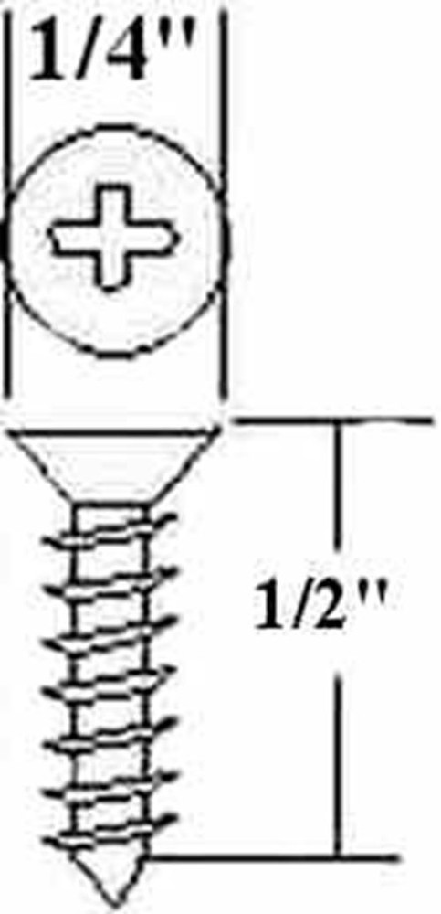 5 X 1/2" Flat Head Phillips Screw Unichrome 25 Pc.s