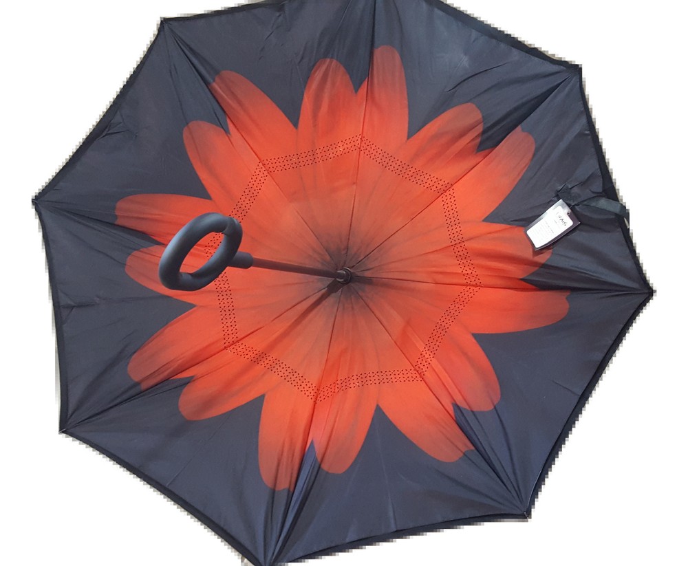 Inverted Upside Down Umbrella Rain C Handle Reverse Opening 2 Layer Inside Out