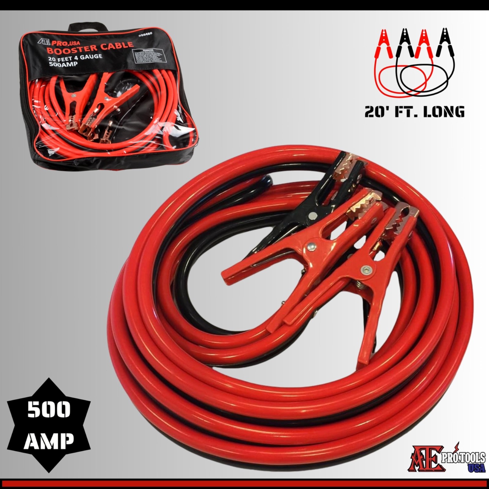 4 Gauge 20-Feet Jumper Cables, Booster Cables for Car, SUV & Trucks Battery