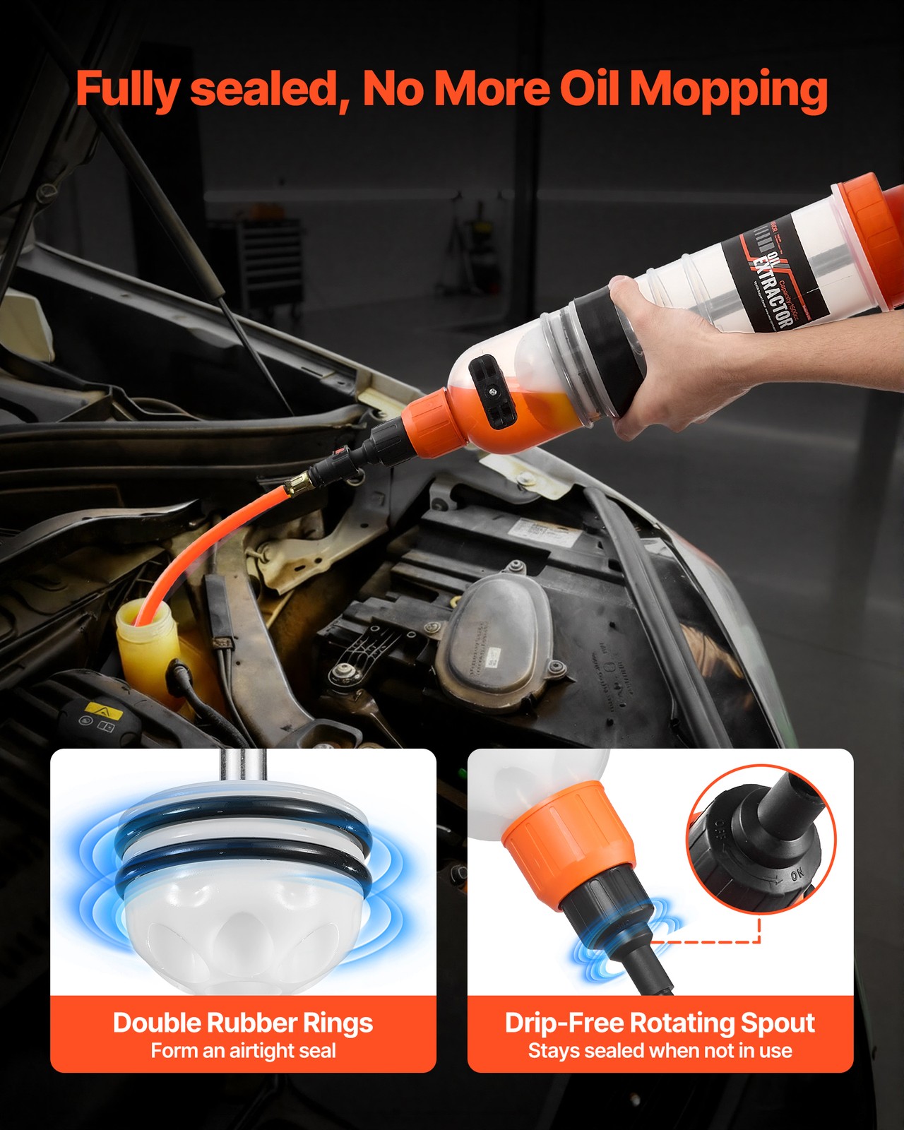 VEVOR Fluid Extractor 1500CC Manual Oil Vacuum Pump Extractor for Oil Change