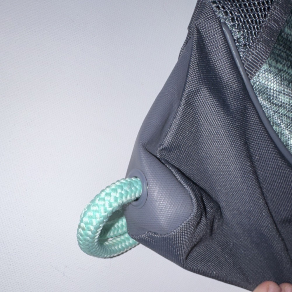 adidas Drawstring Gym Bag Gray Mint Green Zip Pocket Adjustable Strap Polyester