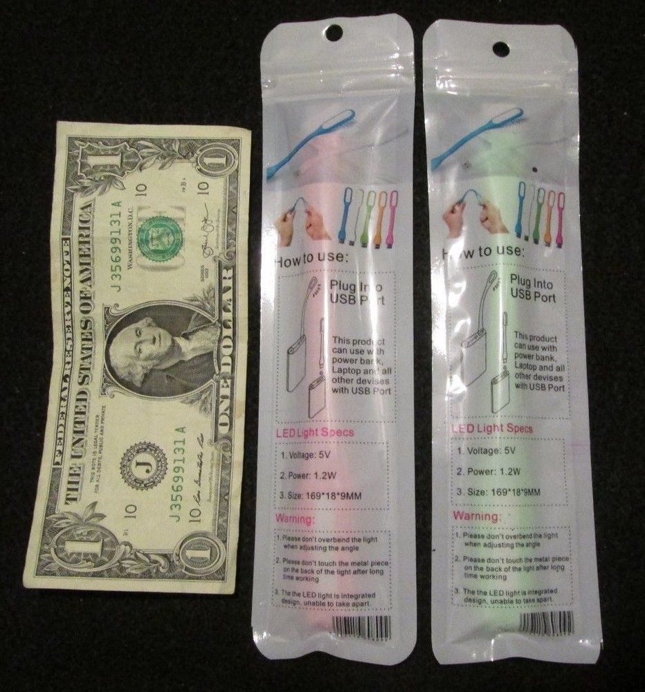 2 USB LED Light Flexible Red & Green for Auto, Laptop, Computer, Tablet & more