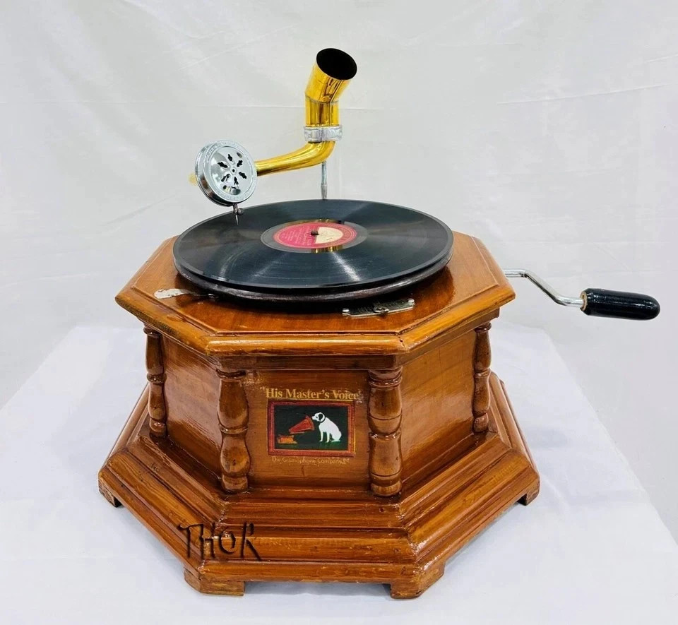 Antique Gramophone, Fully Functional Working Phonograph, win-up record player