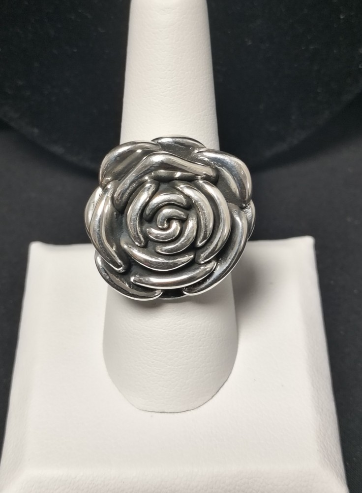 Sterling Silver 925 Puffy Rose Ring