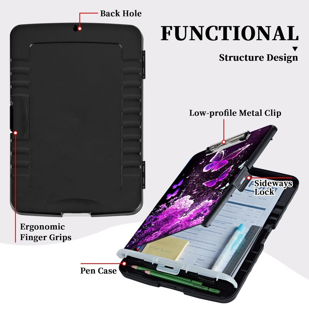 Clipboard with Storage,Heavy Duty Plastic Nursing Clip Board Foldable,High Ca...