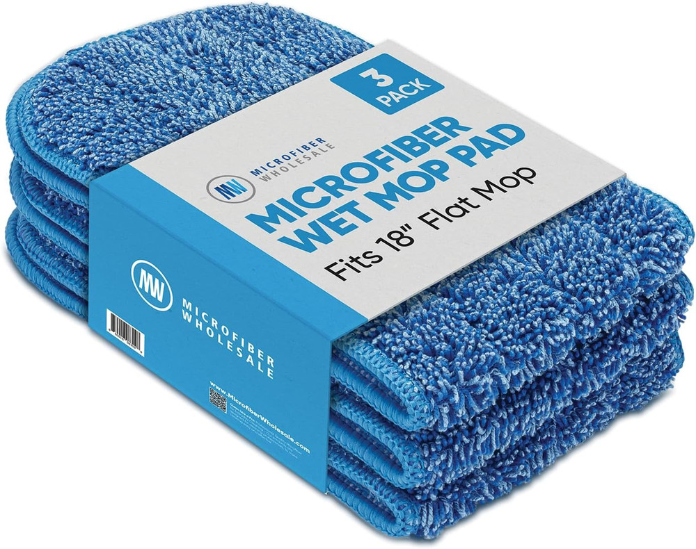 18 Inch Microfiber Mop Pads - Machine Washable, Reusable, Refills & Replacement