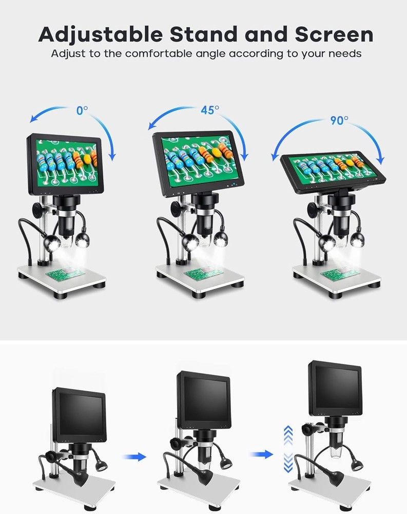 7" LCD Digital Microscope 1200X, 12MP Coin Microscope with Screen for Adults,...