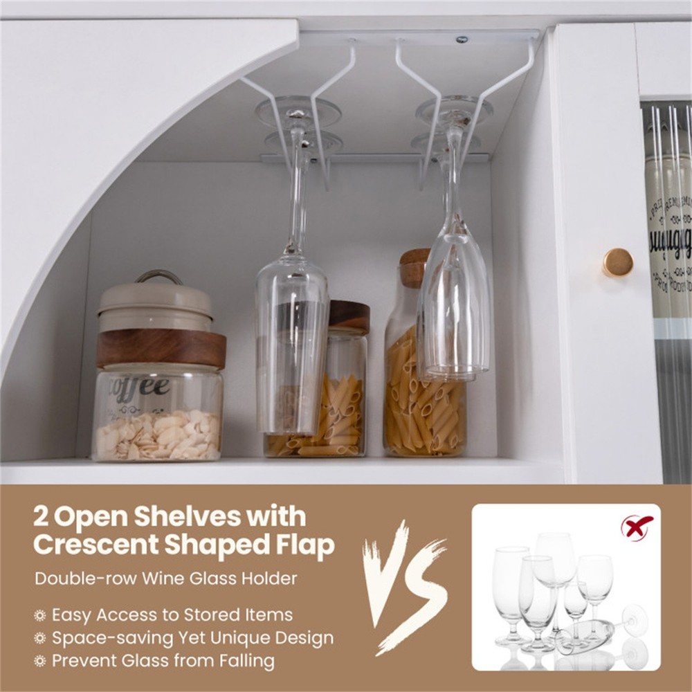 Buffet Sideboard Storage Cabinet with Drawer & Crescent-shaped Flap Versatile