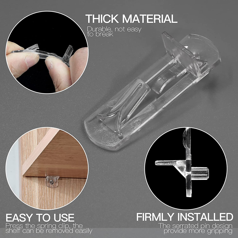 10Pcs Locking Shelf Support Pegs 5Mm Shelf Pins Clear Shelf Clips Plastic She