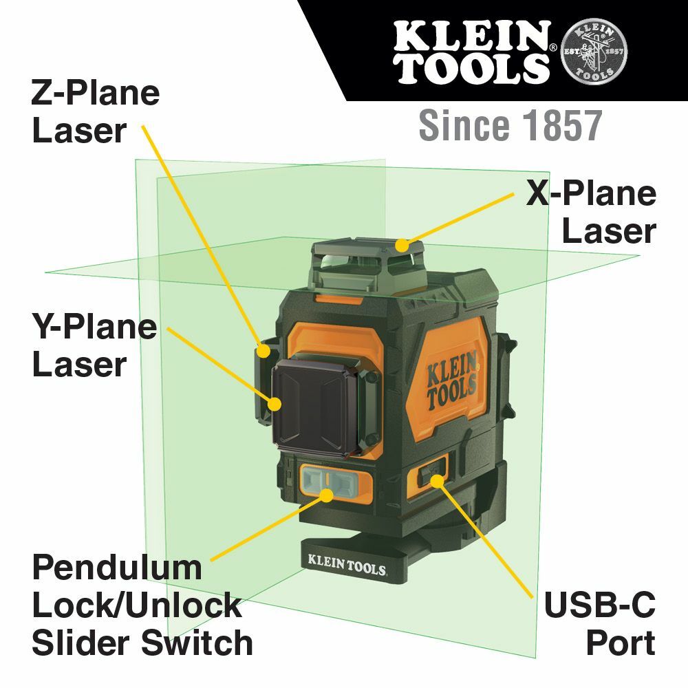Klein 93PLL Rechargeable Self-Leveling Green Planar Laser Level