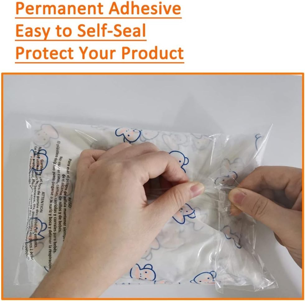 Self Seal Plastic Bags 1.5 mil Clear with Suffocation Warning Printed