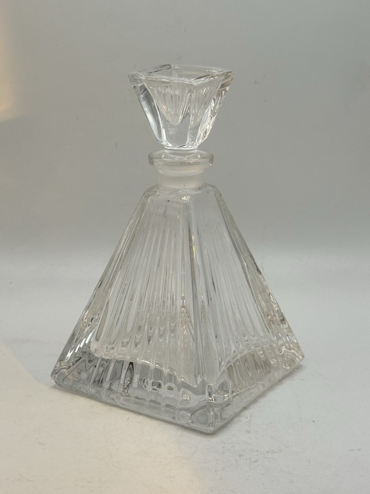 Art Deco Leaded Crystal Triangular Perfume Bottle With Stopper