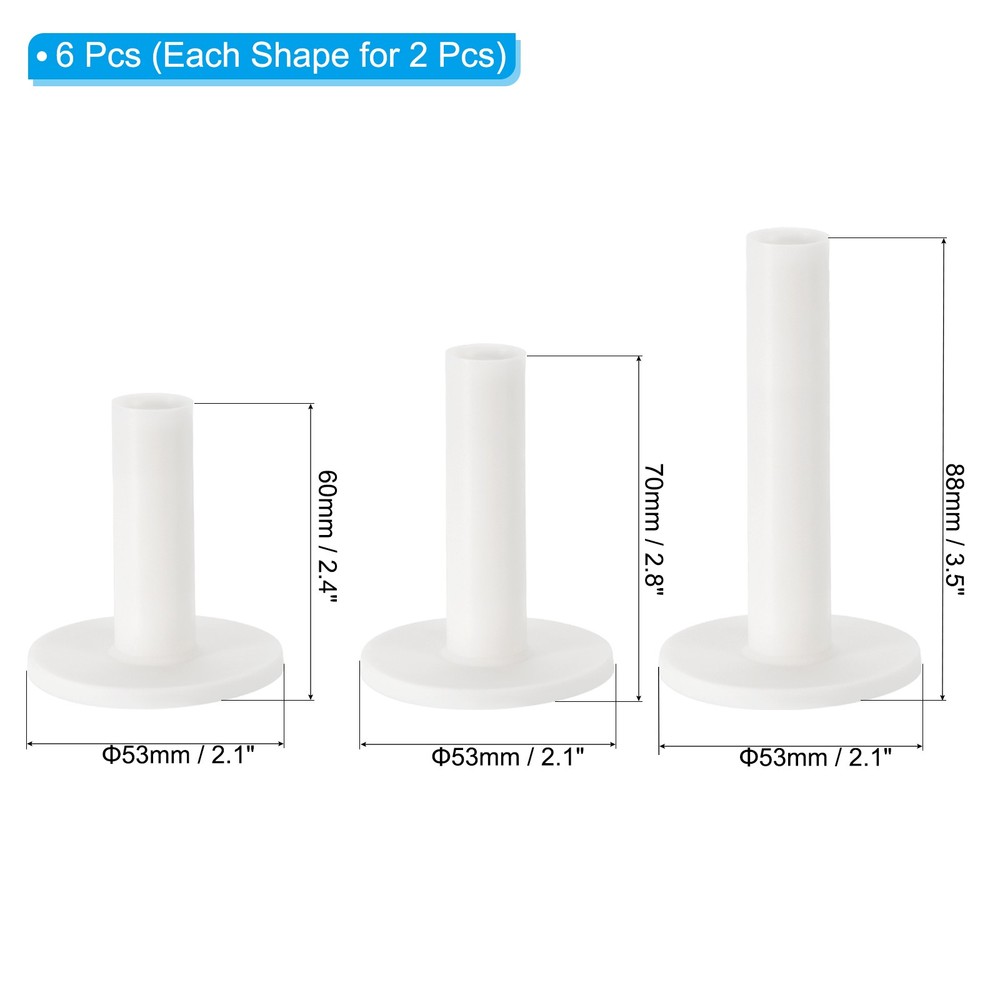 Rubber Golf Tee, 6Pcs Mix Size Golf Tees Training Tee, White