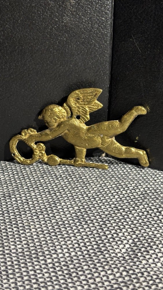 Victorian Antique Ornate Solid Brass Lovely Cherub Figural
