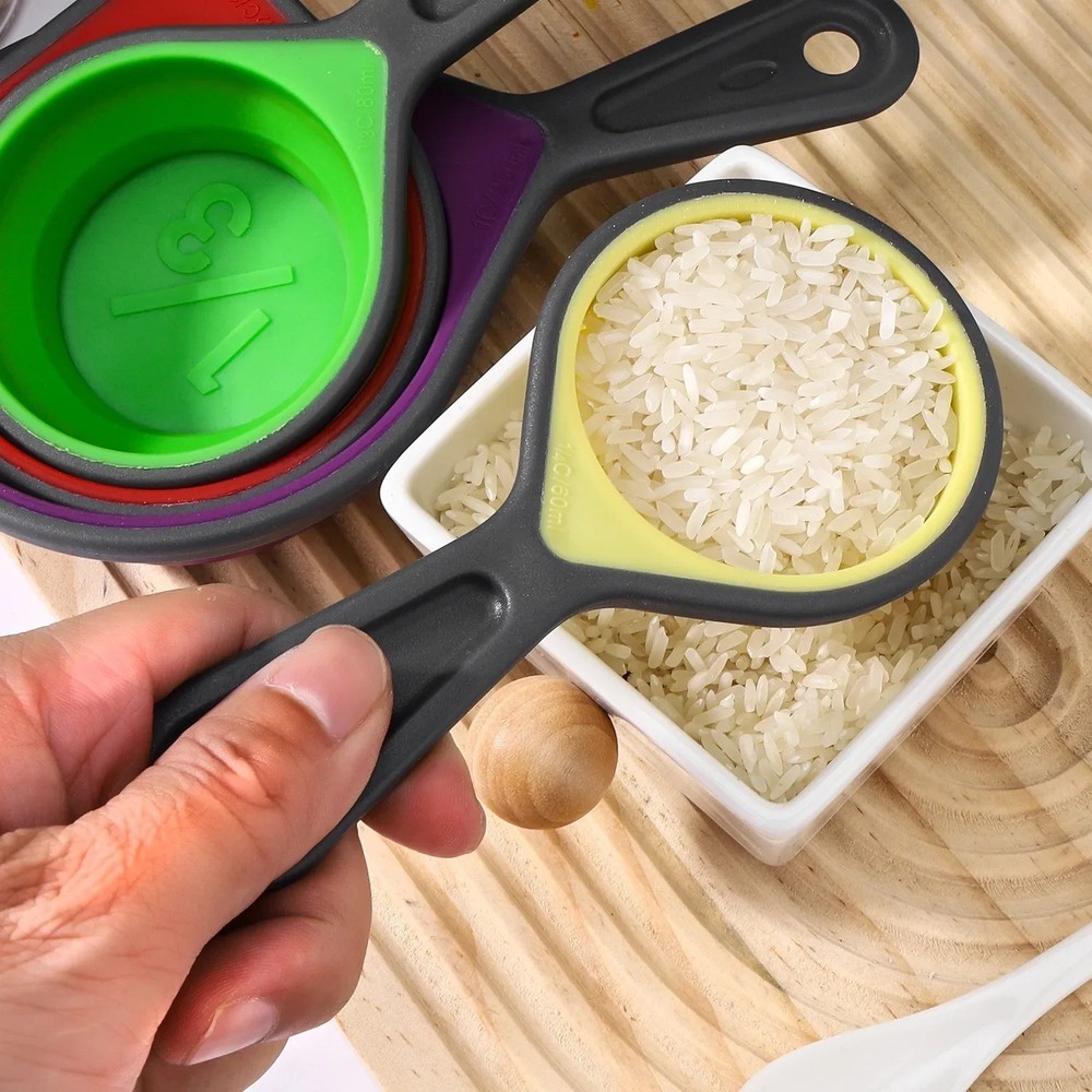Collapsible Measuring Cups & Spoons Set Foldable Silicone Kitchen