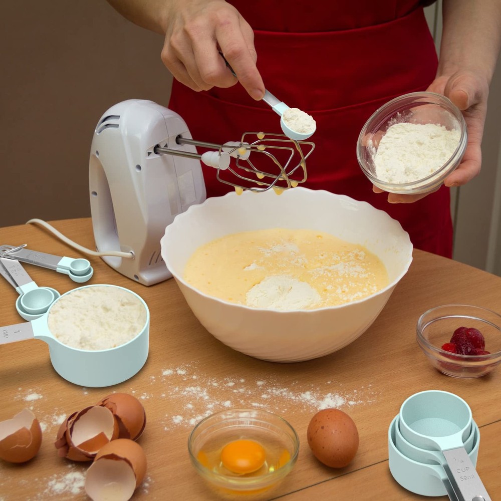 Measuring Cups & Spoons Set, Stackable Cups and Spoons, Nesting Measure Cups wit