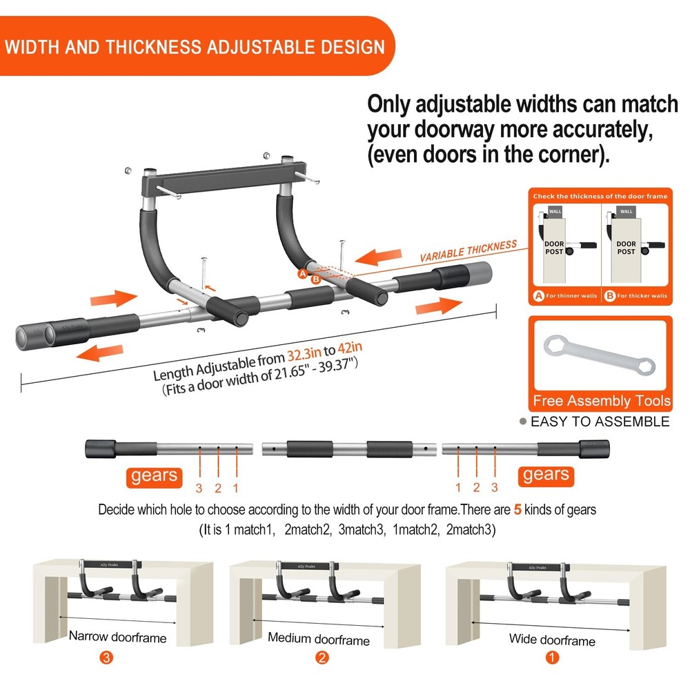 Pull Up Bar for Doorway,Multiple Levels Width Adjustable Pull Up Bar Accurate...