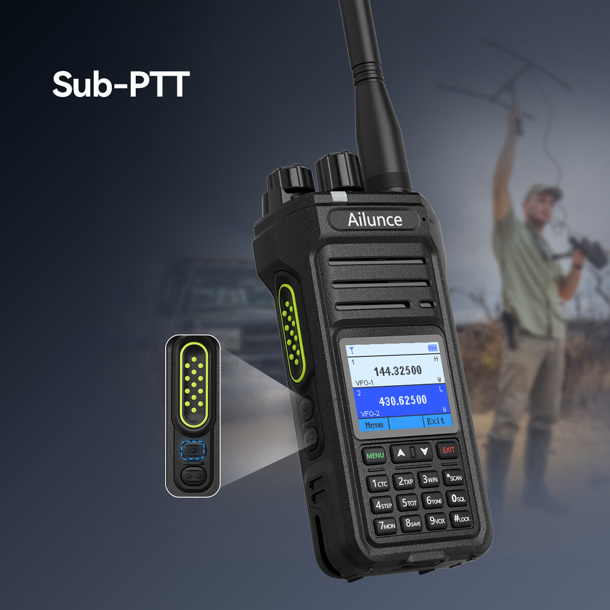 Retevis Ailunce HA1UV Ham Radio Dual Band IP67 2800mA NOAA USB-C Walkie Talkies