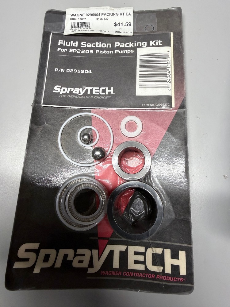 Wagner Spraytech 295904 FLUID SECTION PACKING KIT FOR EP2205 PISTON PUMPS NEW