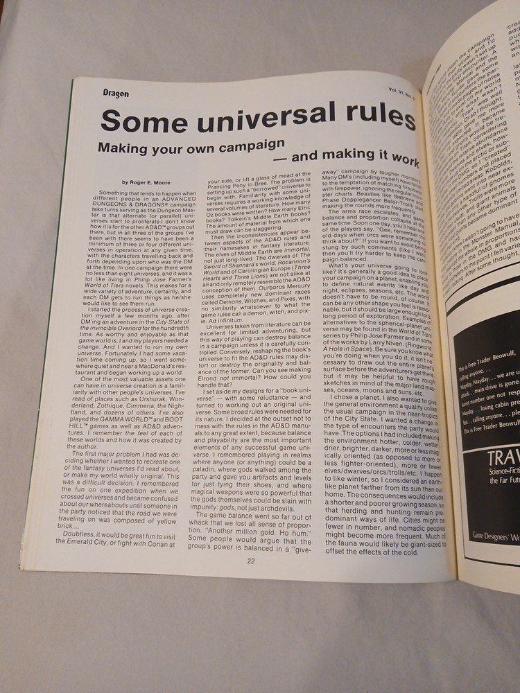 Vintage Dungeons And Dragons Dragon Magazine #53 Module Insert