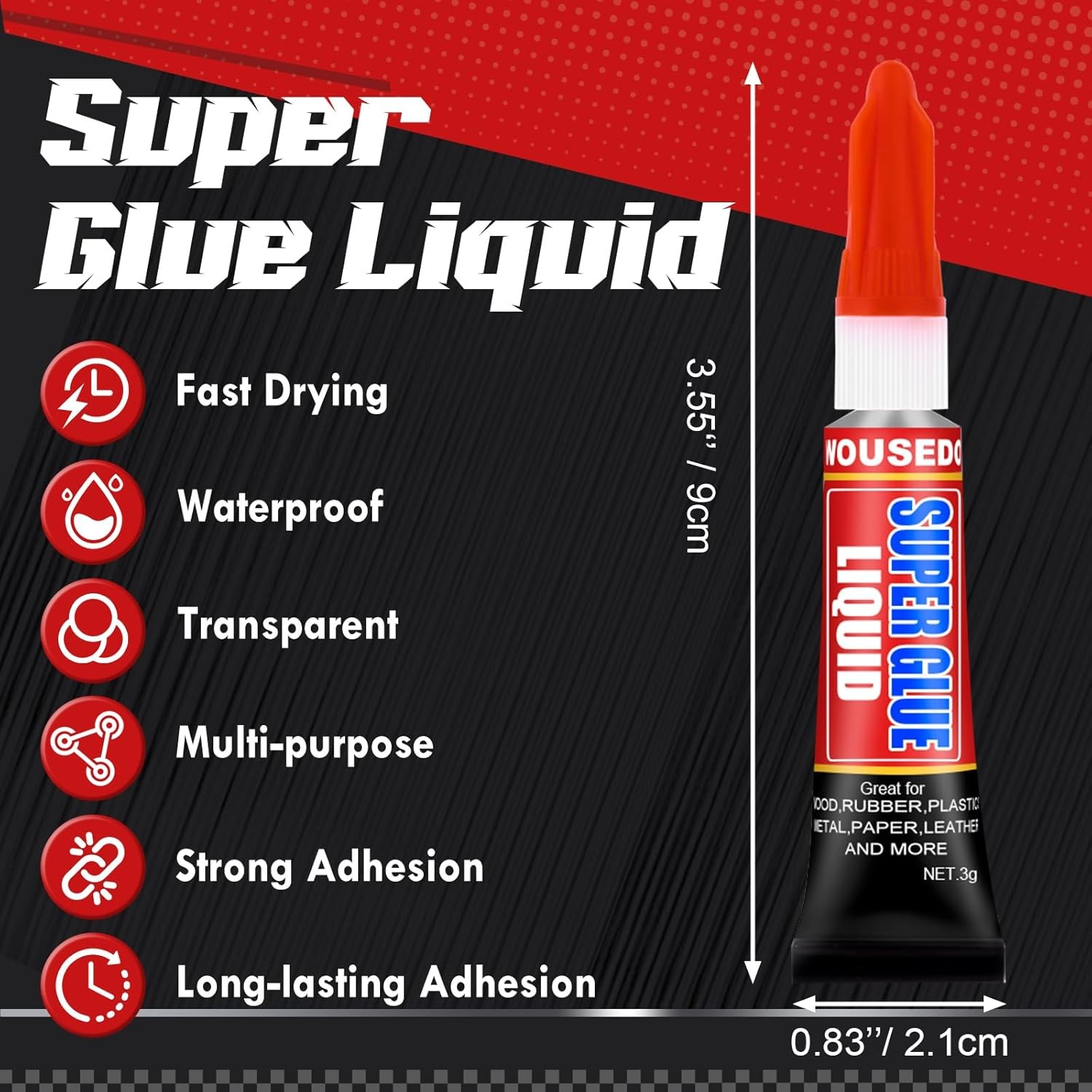 Super Glue Clear Liquid Strong Adhesive Fast Drying Cyanoacrylate Glue - 12 Pack