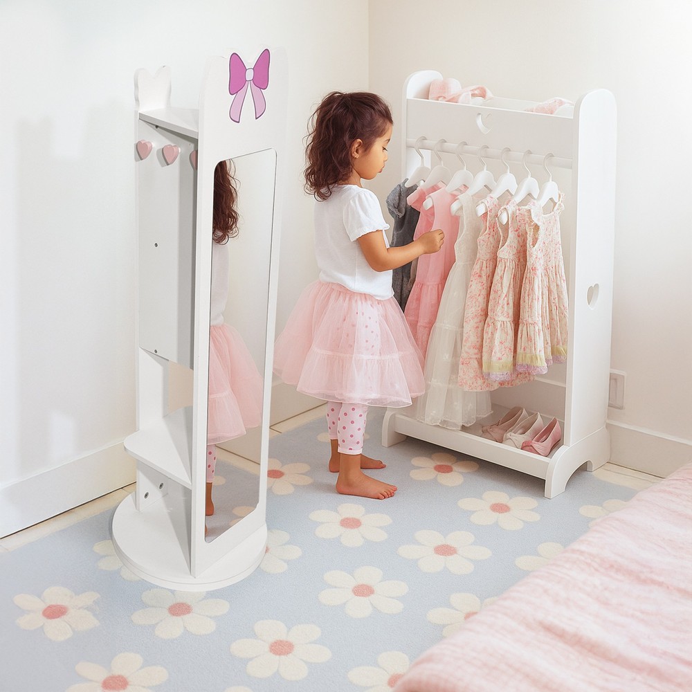 White, bow-patterned, MDF (medium-density fiberboard) painted finish