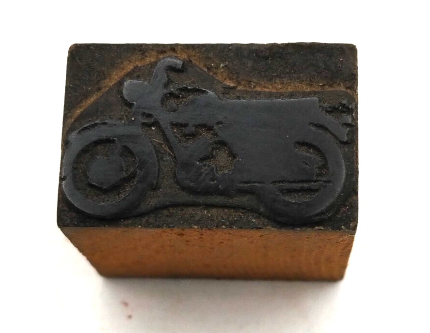 Printing Letterpress Printers Block Small Old Motorcycle