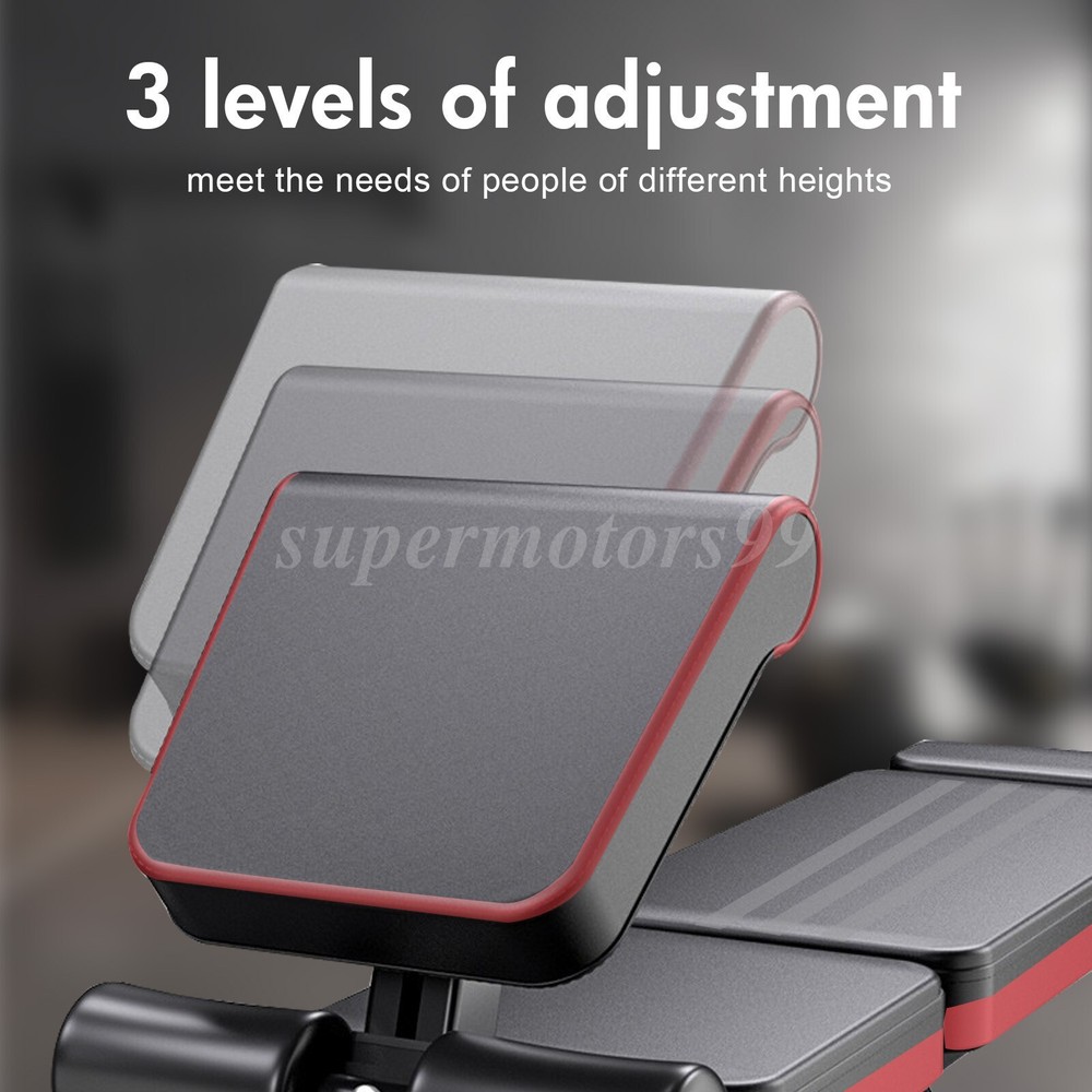 Adjustable Foldable Exercise Weight Bench Workout Bench Gym w/Resistance Bands