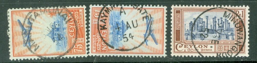 Ceylon 3 diff SON Cancel stamp  Lot#a7201