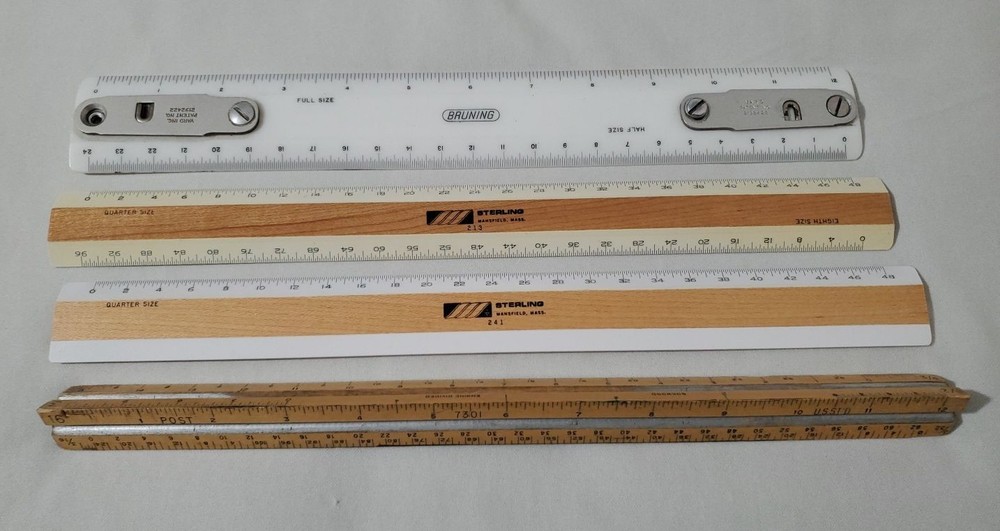 9pcs Mixed Lot Engineering Triangle Rulers Technical Drafting - Bruning Sterling