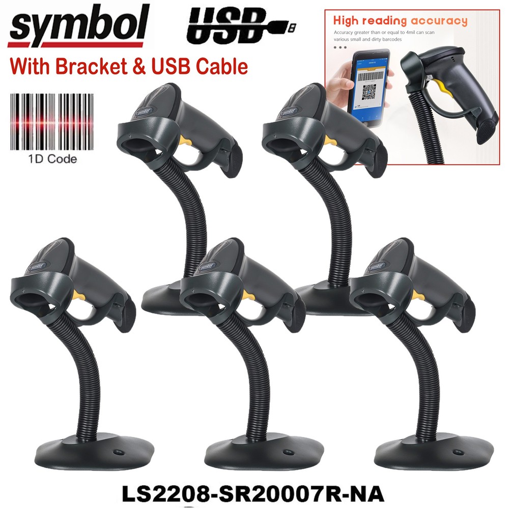 Zebra Symbol LS2208-SR 1D GS1 Handheld Barcode Scanner USB ADF Reader+ Stand lot