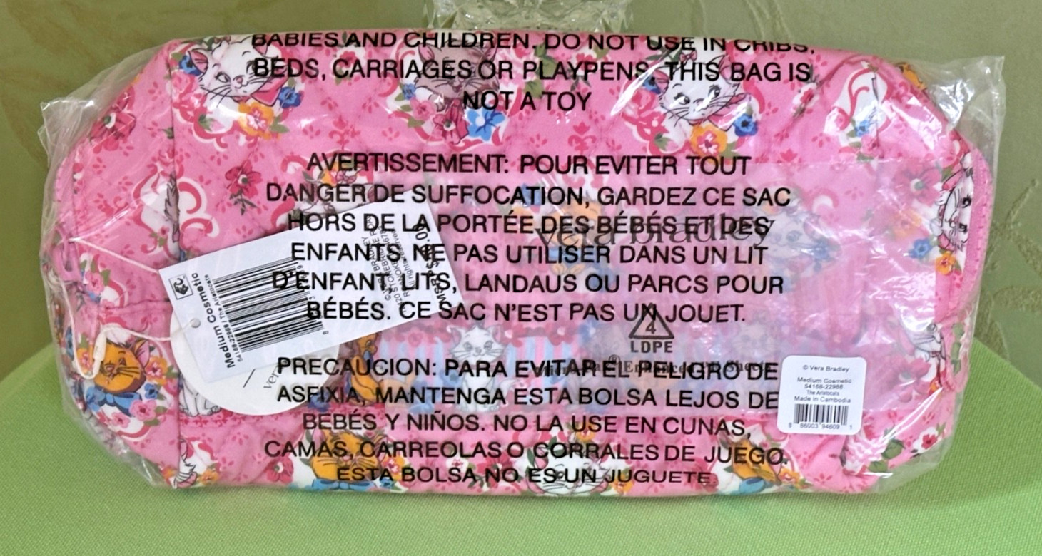 VERA BRADLEY DISNEY ARISTOCATS MEDIUM COSMETIC BAG CASE:NWT CATS
