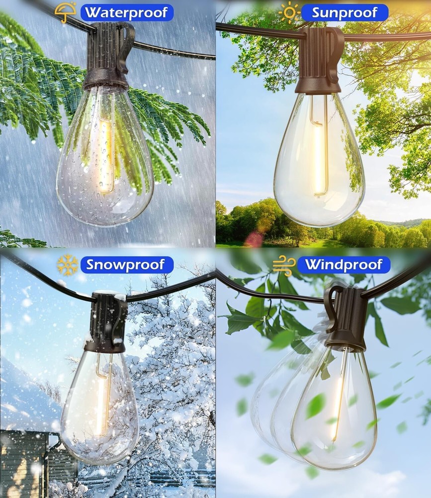 Outdoor String Lights - LED Dimmable ST38 Warm Edison Connectable String Lights