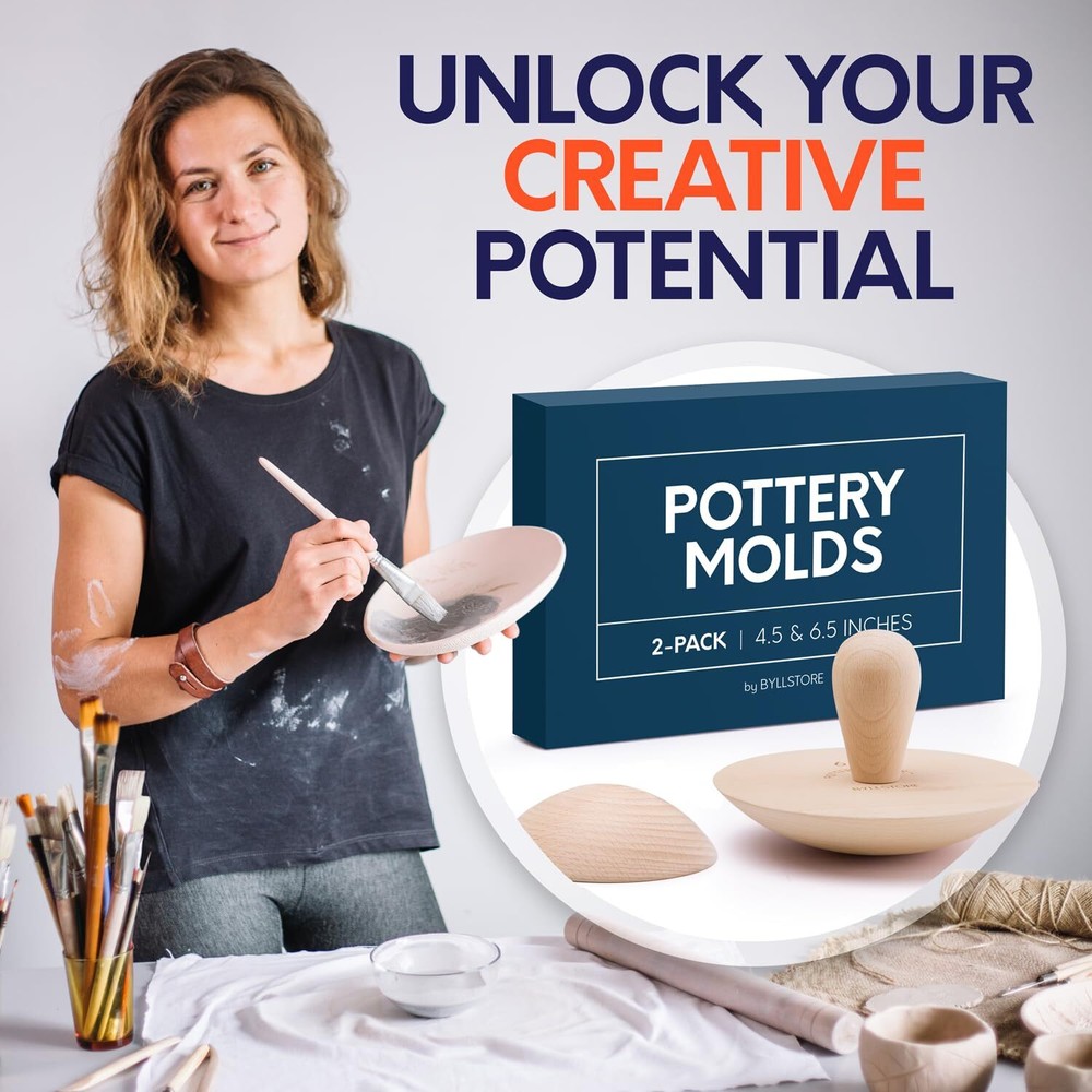 2-Pack Pottery Molds for Bowls & Plates Includes 4.5" & 6.5" Ceramic Forms