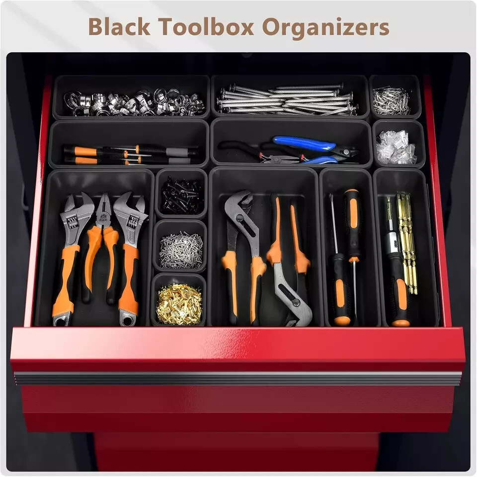 【𝟰𝟲𝗣𝗖𝗦】【5 Size】 Tool Box Organizer Tray Divider Set 【Black】 Desk Drawer