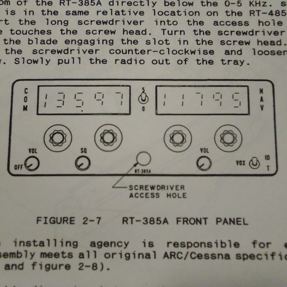 Narco Mk12E Cessna RT-385A Replacement Install Manual.