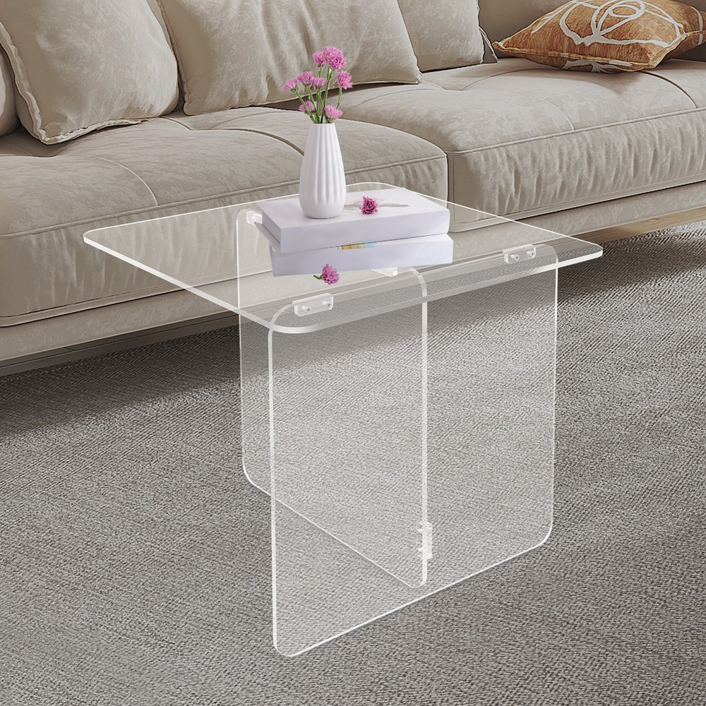 Acrylic Side Table, End Table, Free Standing Clear Modern Bedside Table