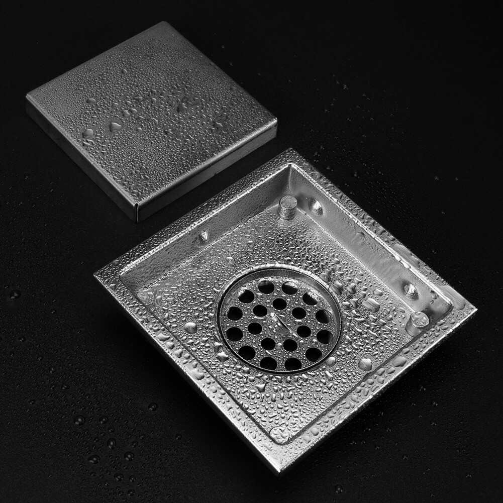 Square Shower Floor Drain 6-Inch Tiled Insert Grate Strainer