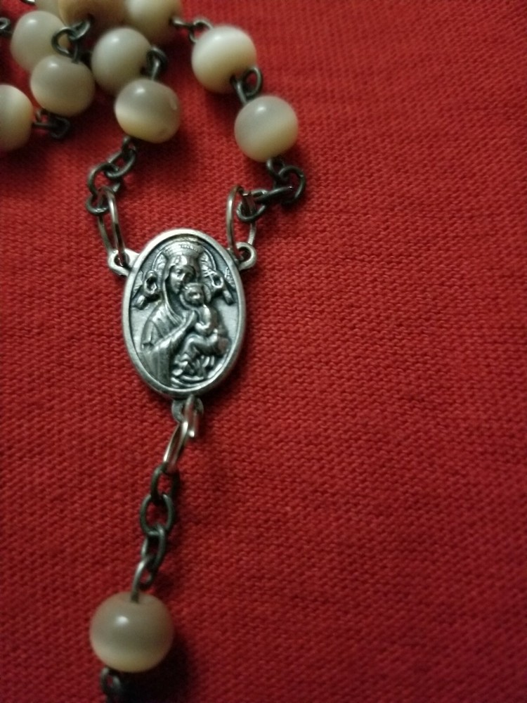 CATHOLIC ROSARY prayer beads Crucifix SILVER PLATED From ITALY