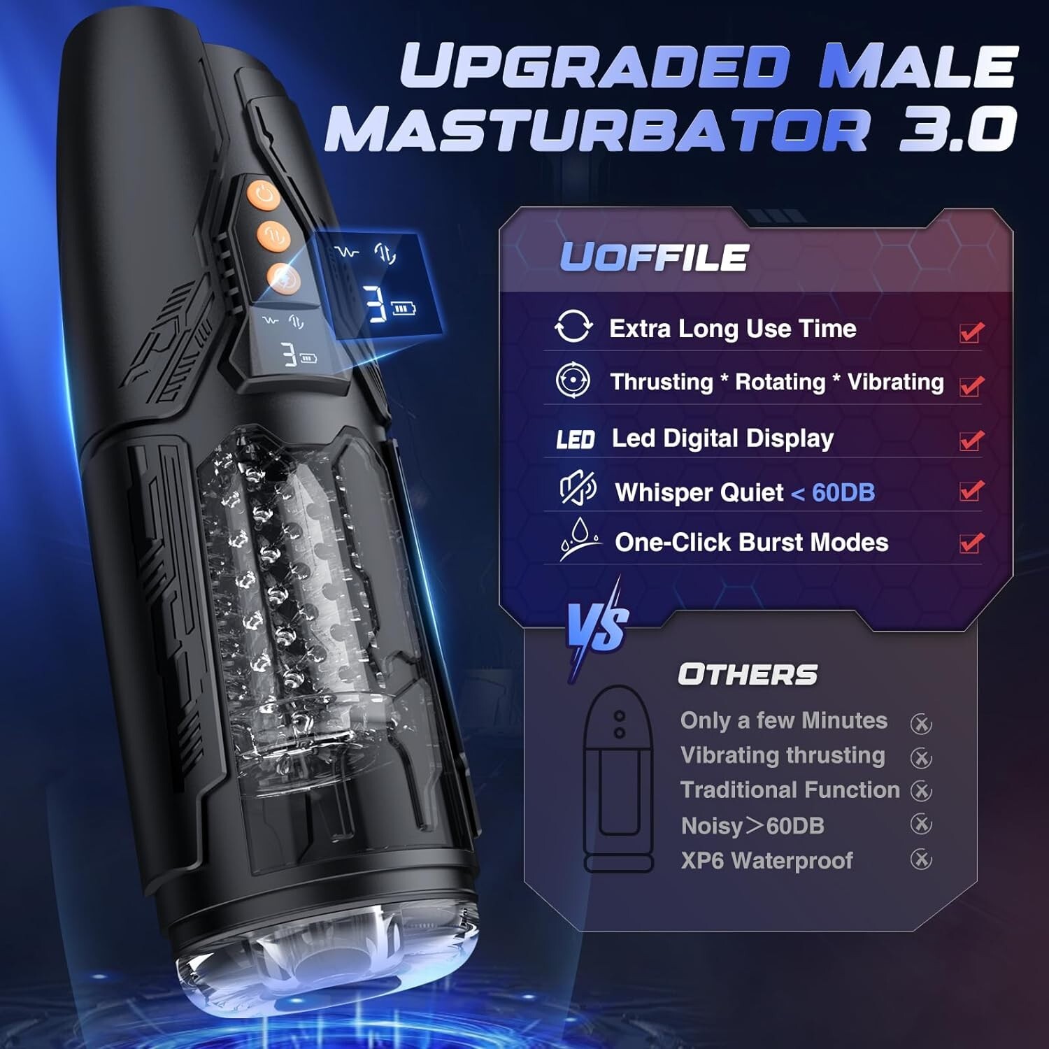 Male Masturbaters Automatic HandsFree Rotating Cup Thrusting Stroker Lubricants